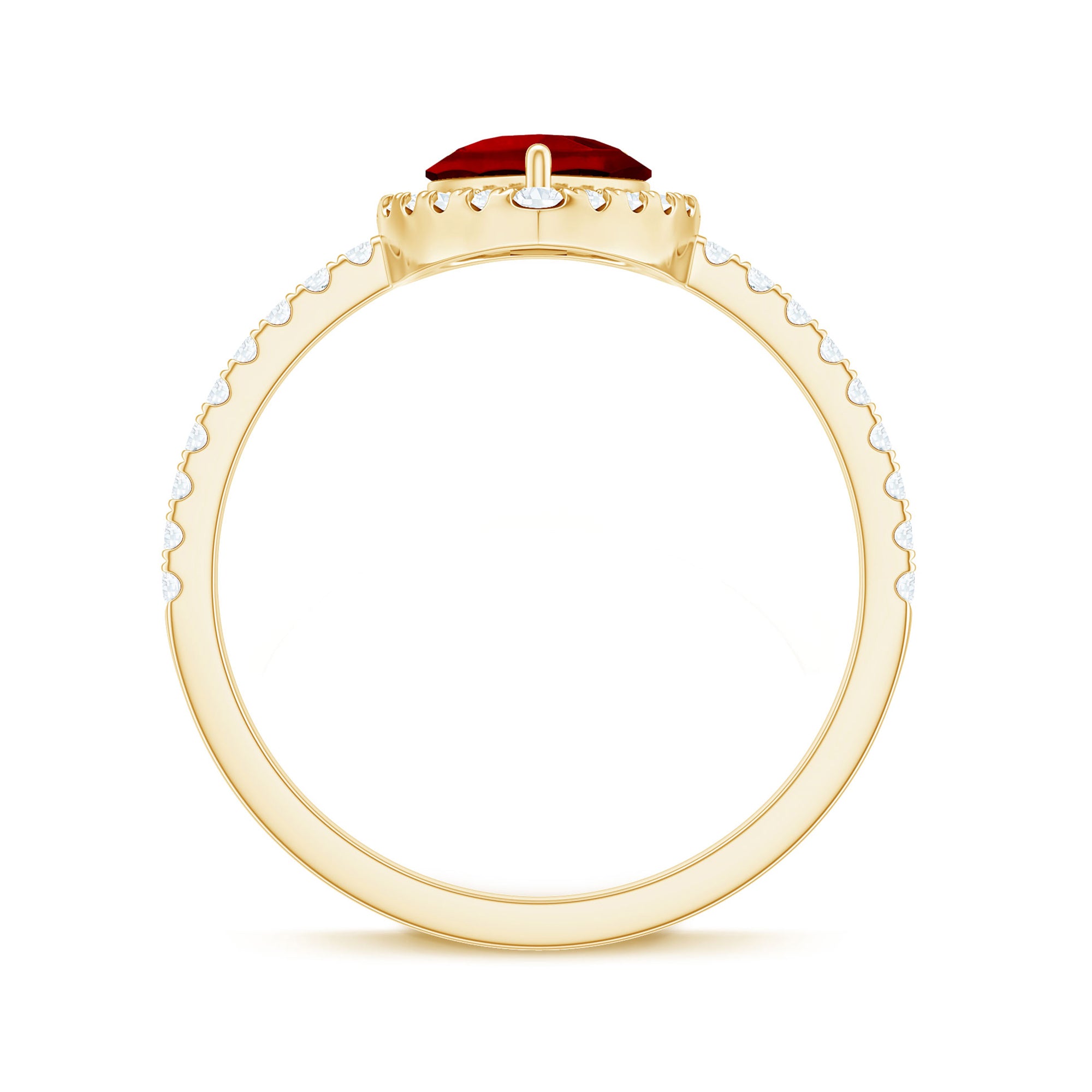 Rosec Jewels-Pear Cut Lab Created Ruby Engagement Ring with Diamond Accent