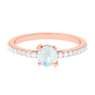 Rosec Jewels-Certified Ethiopian Opal Solitaire Promise Ring with Diamond