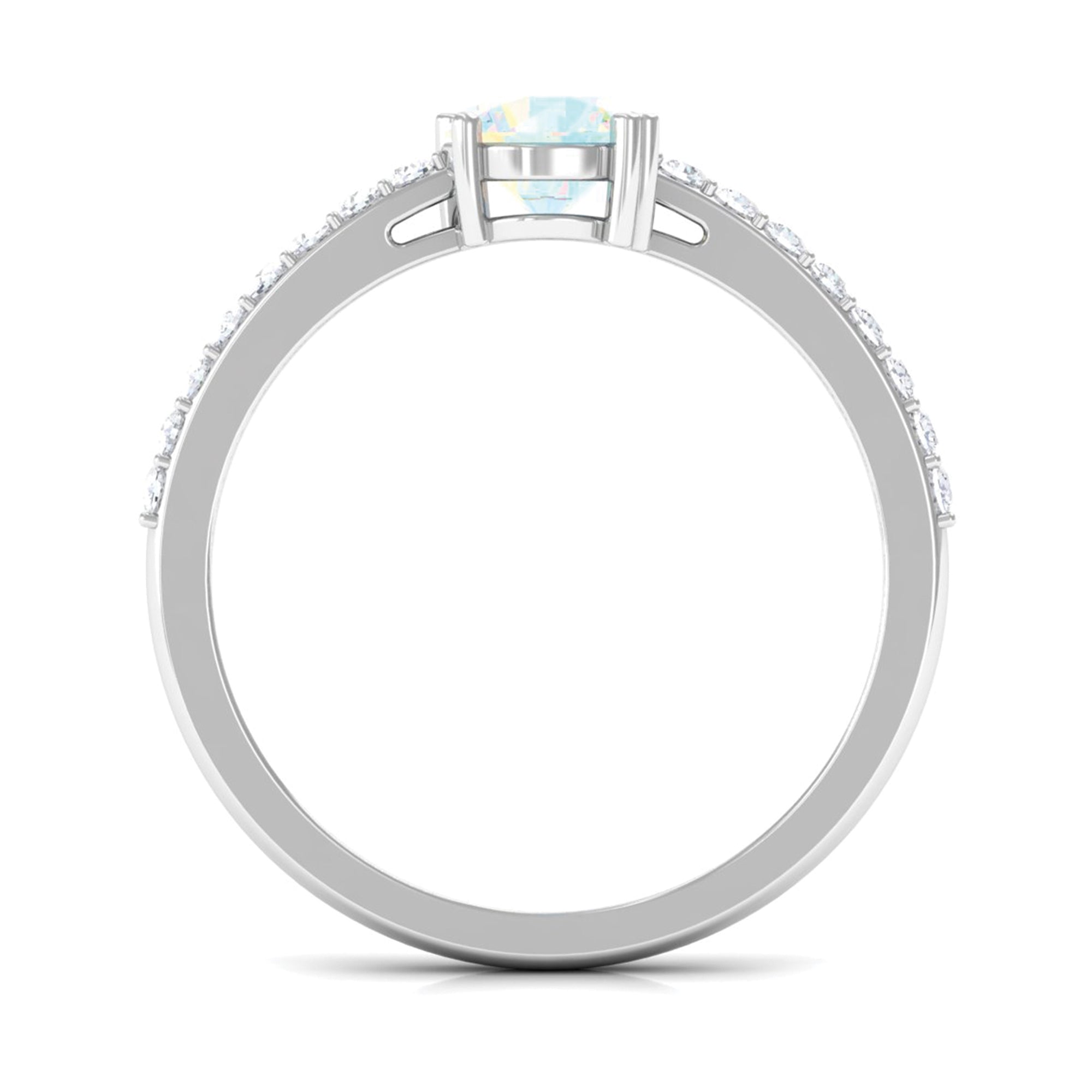 Rosec Jewels-Certified Ethiopian Opal Solitaire Promise Ring with Diamond