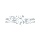 Rosec Jewels-Round Shape Moissanite 3 Stone Double Band Ring in Gold