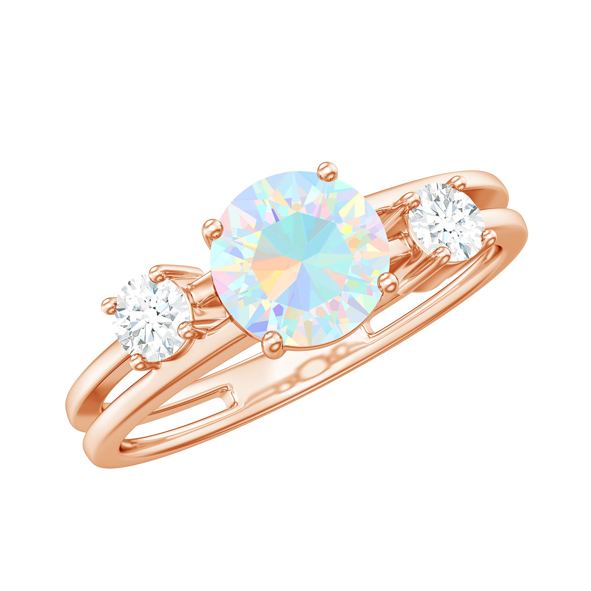 Rosec Jewels-1 CT Ethiopian Opal Solitaire Engagement Ring with Diamond