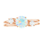 Rosec Jewels-1 CT Ethiopian Opal Solitaire Engagement Ring with Diamond