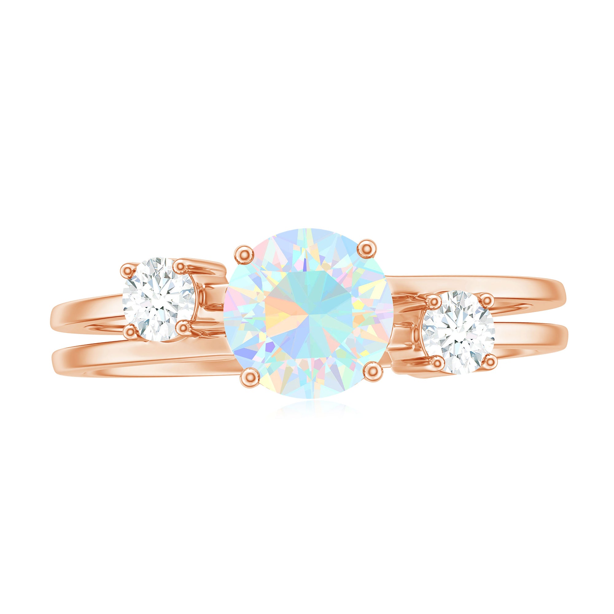 Rosec Jewels-1 CT Ethiopian Opal Solitaire Engagement Ring with Diamond