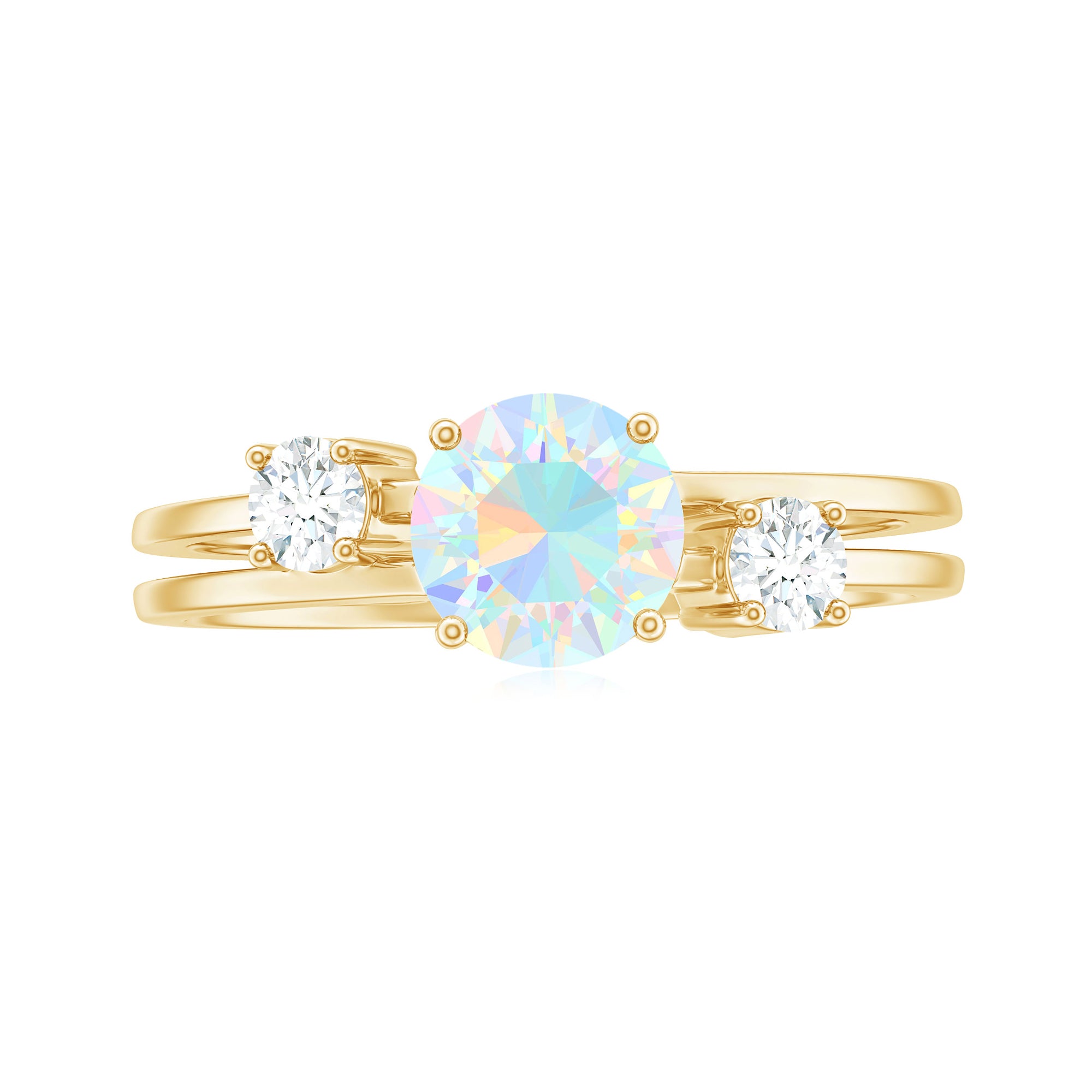 Rosec Jewels-1 CT Ethiopian Opal Solitaire Engagement Ring with Diamond