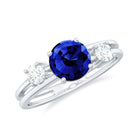 Rosec Jewels-1.25 CT Solitaire Created Blue Sapphire and Diamond Engagement Ring