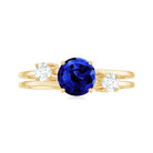 Rosec Jewels-1.25 CT Solitaire Created Blue Sapphire and Diamond Engagement Ring