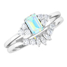 Rosec Jewels-Octagon Cut Ethiopian Opal Solitaire Ring Set with Diamond