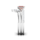 Rosec Jewels-Emerald Cut Morganite Solitaire Ring Set of 3 with Diamond