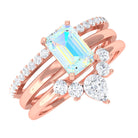 Rosec Jewels-Solitaire Ethiopian Opal Trio Wedding Ring Set with Moissanite