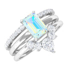 Rosec Jewels-Solitaire Ethiopian Opal Trio Wedding Ring Set with Moissanite