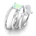 Rosec Jewels-Solitaire Ethiopian Opal Trio Wedding Ring Set with Moissanite