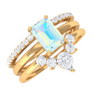 Rosec Jewels-Solitaire Ethiopian Opal Trio Wedding Ring Set with Moissanite