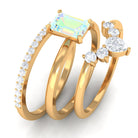 Rosec Jewels-Solitaire Ethiopian Opal Trio Wedding Ring Set with Moissanite