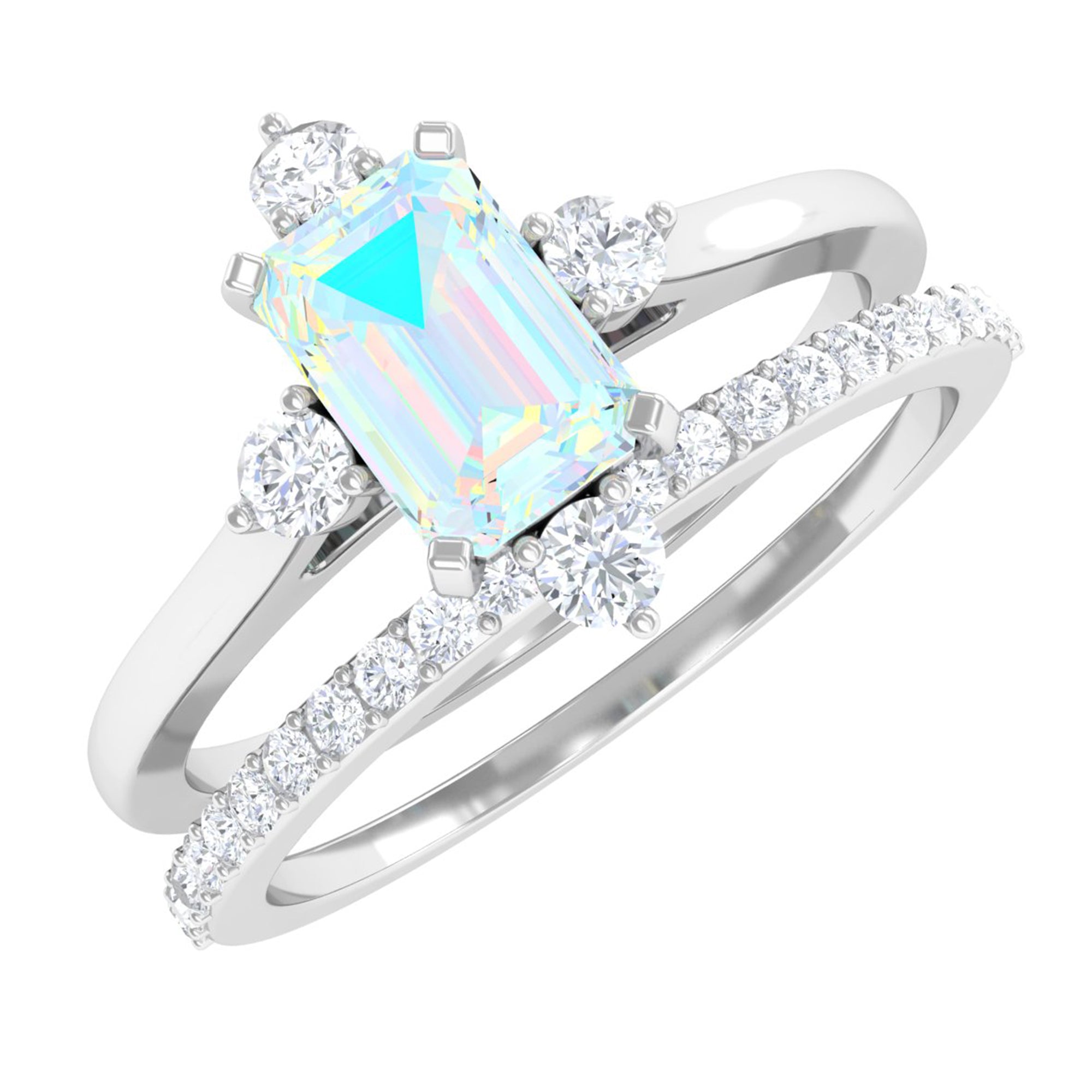 Rosec Jewels-Natural Ethiopian Opal Solitaire Ring Set with Diamond