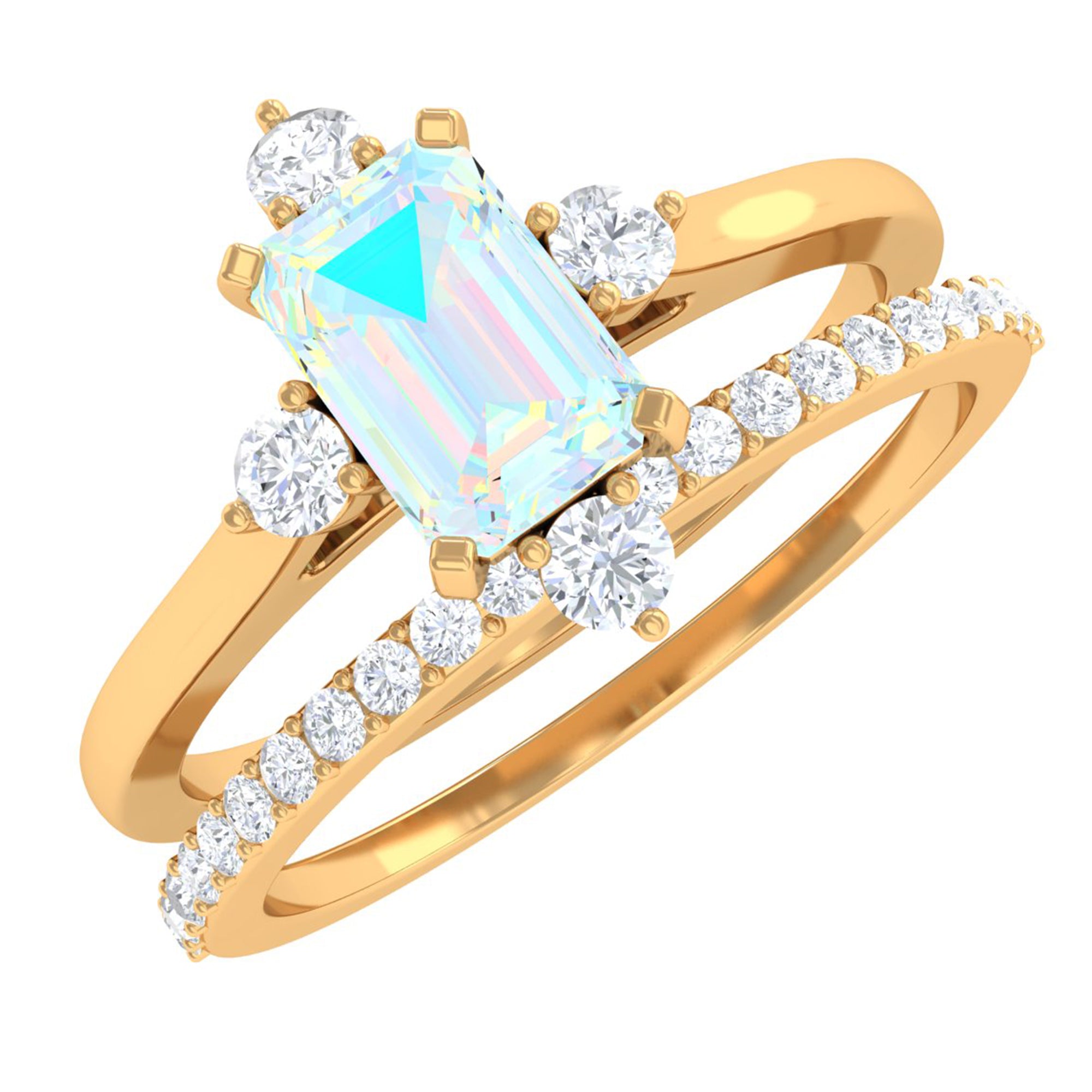 Rosec Jewels-Natural Ethiopian Opal Solitaire Ring Set with Diamond