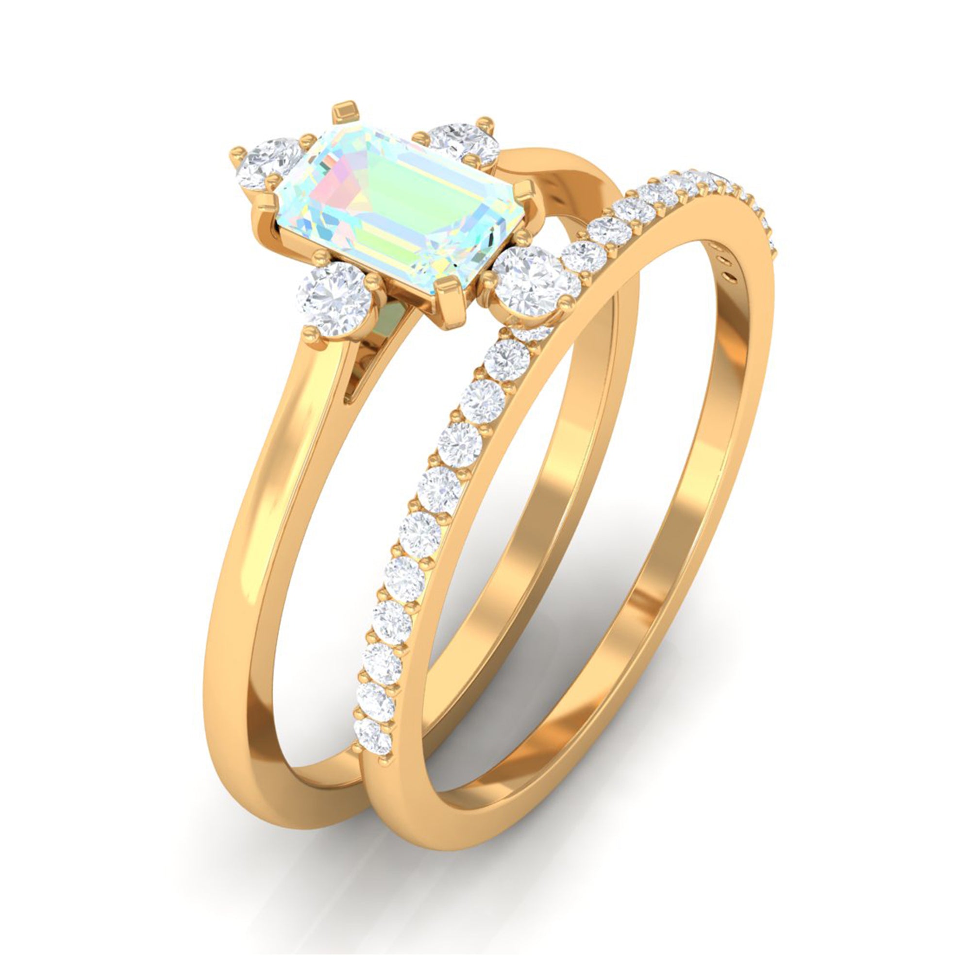 Rosec Jewels-Natural Ethiopian Opal Solitaire Ring Set with Diamond