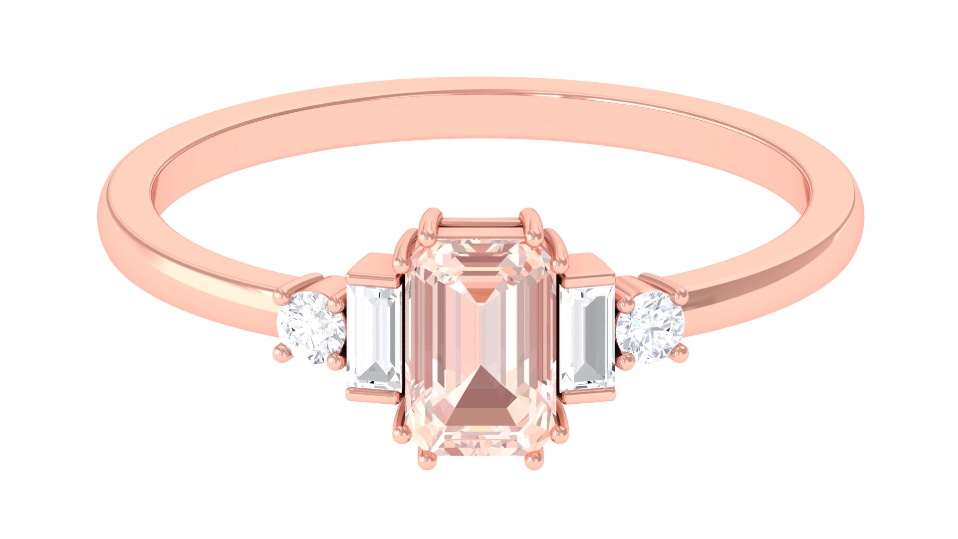Rosec Jewels-3/4 CT Morganite Solitaire Engagement Ring with Diamond