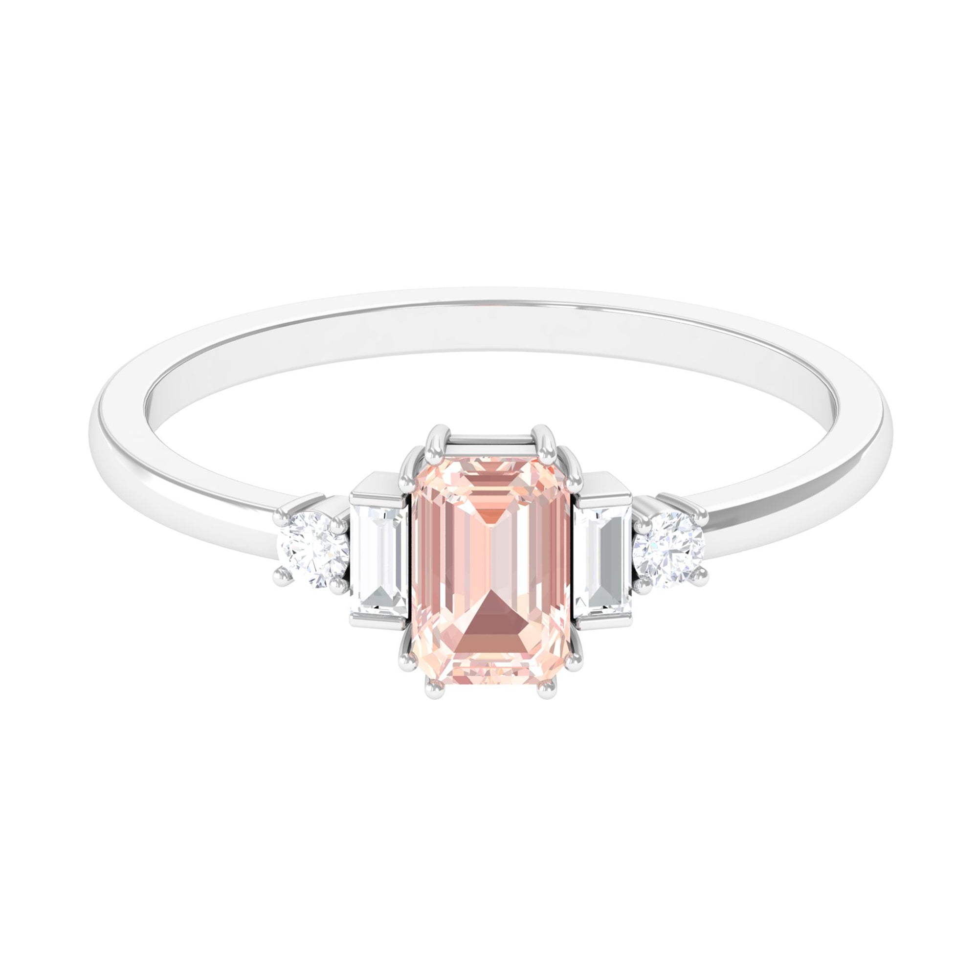 Rosec Jewels-3/4 CT Morganite Solitaire Engagement Ring with Diamond