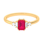 1 CT Octagon Ruby Solitaire Engagement Ring with Diamond Ruby - ( AAA ) - Quality - Rosec Jewels