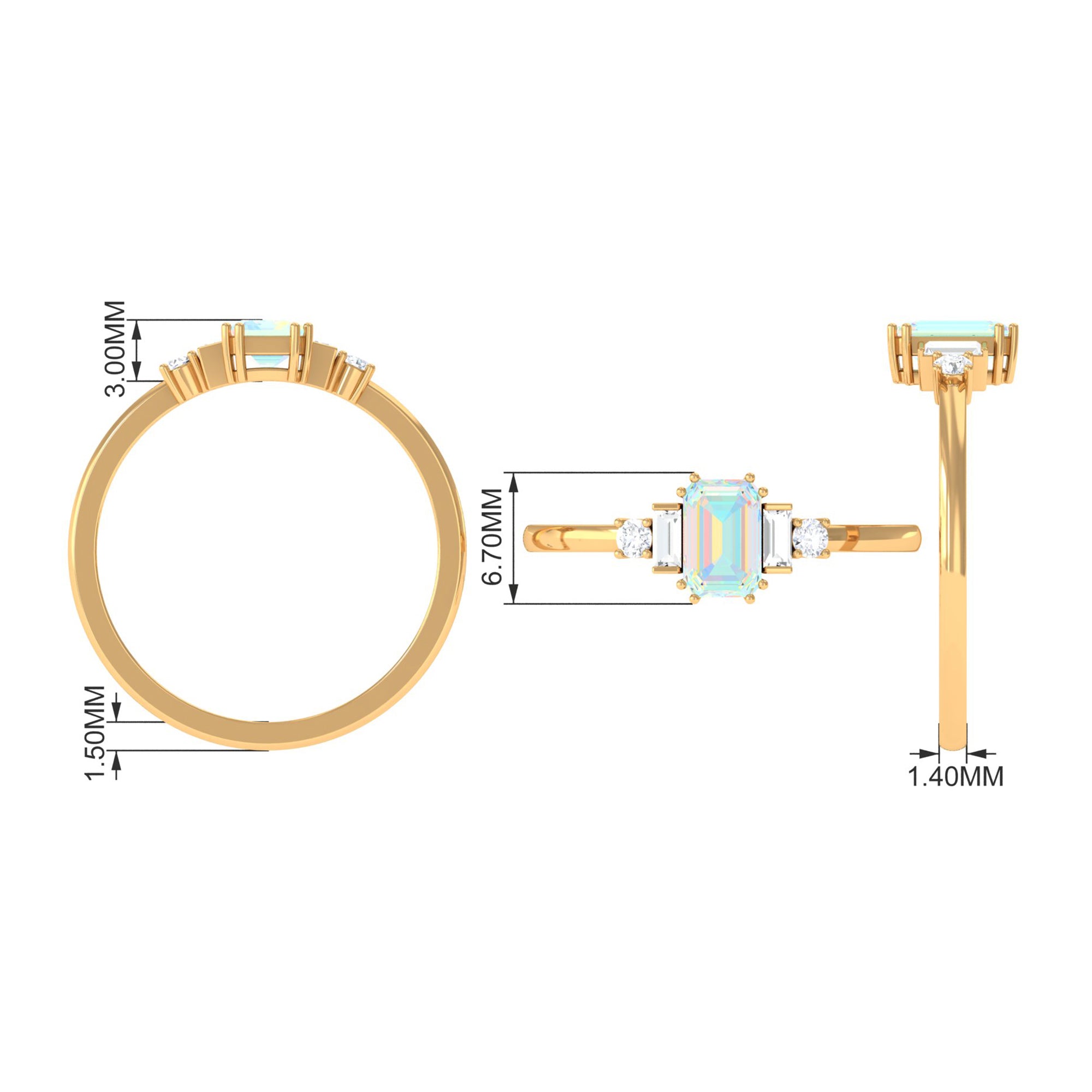 Rosec Jewels-Octagon Cut Ethiopian Opal Solitaire Ring with Diamond