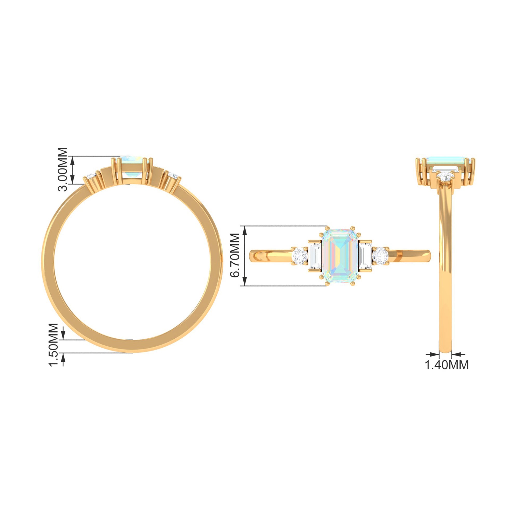 Rosec Jewels-Octagon Cut Ethiopian Opal Solitaire Ring with Diamond