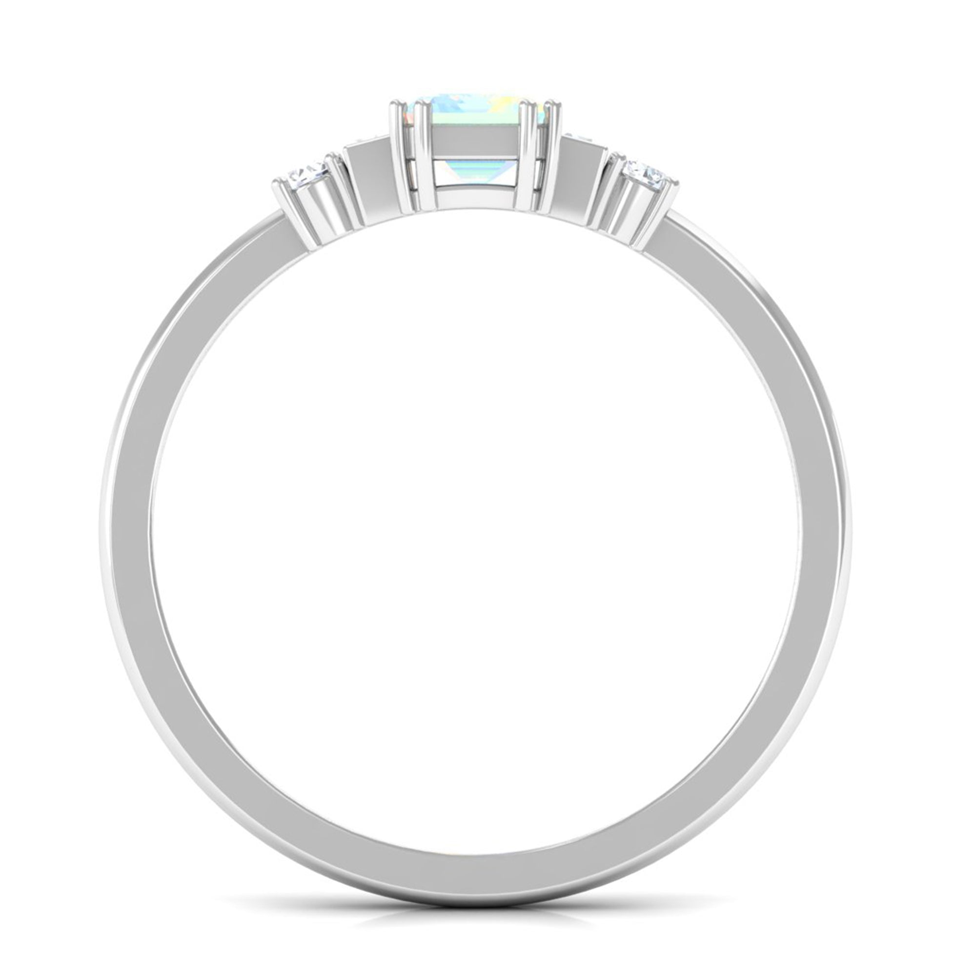 Rosec Jewels-Octagon Cut Ethiopian Opal Solitaire Ring with Diamond