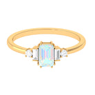 Rosec Jewels-Octagon Cut Ethiopian Opal Solitaire Ring with Diamond