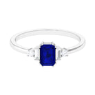 Rosec Jewels-Classic Octagon Cut Created Blue Sapphire Ring with Diamond