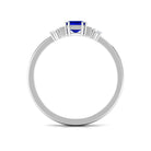 Rosec Jewels-Classic Octagon Cut Created Blue Sapphire Ring with Diamond