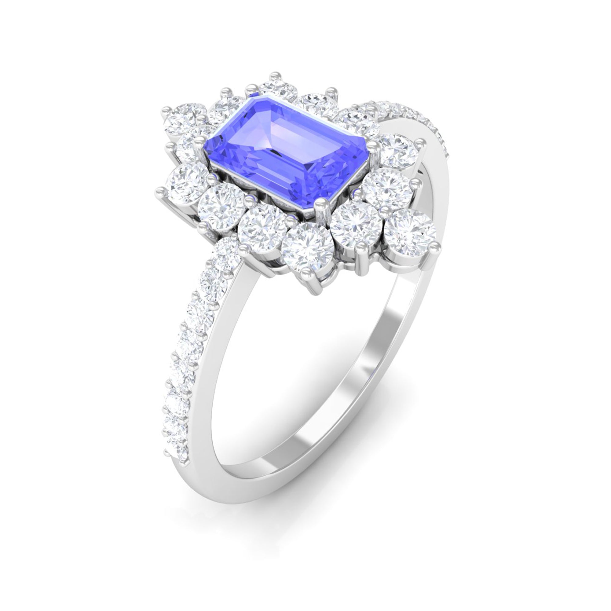 1.75 CT Tanzanite and Diamond Vintage Inspired Halo Ring Tanzanite - ( AAA ) - Quality - Rosec Jewels