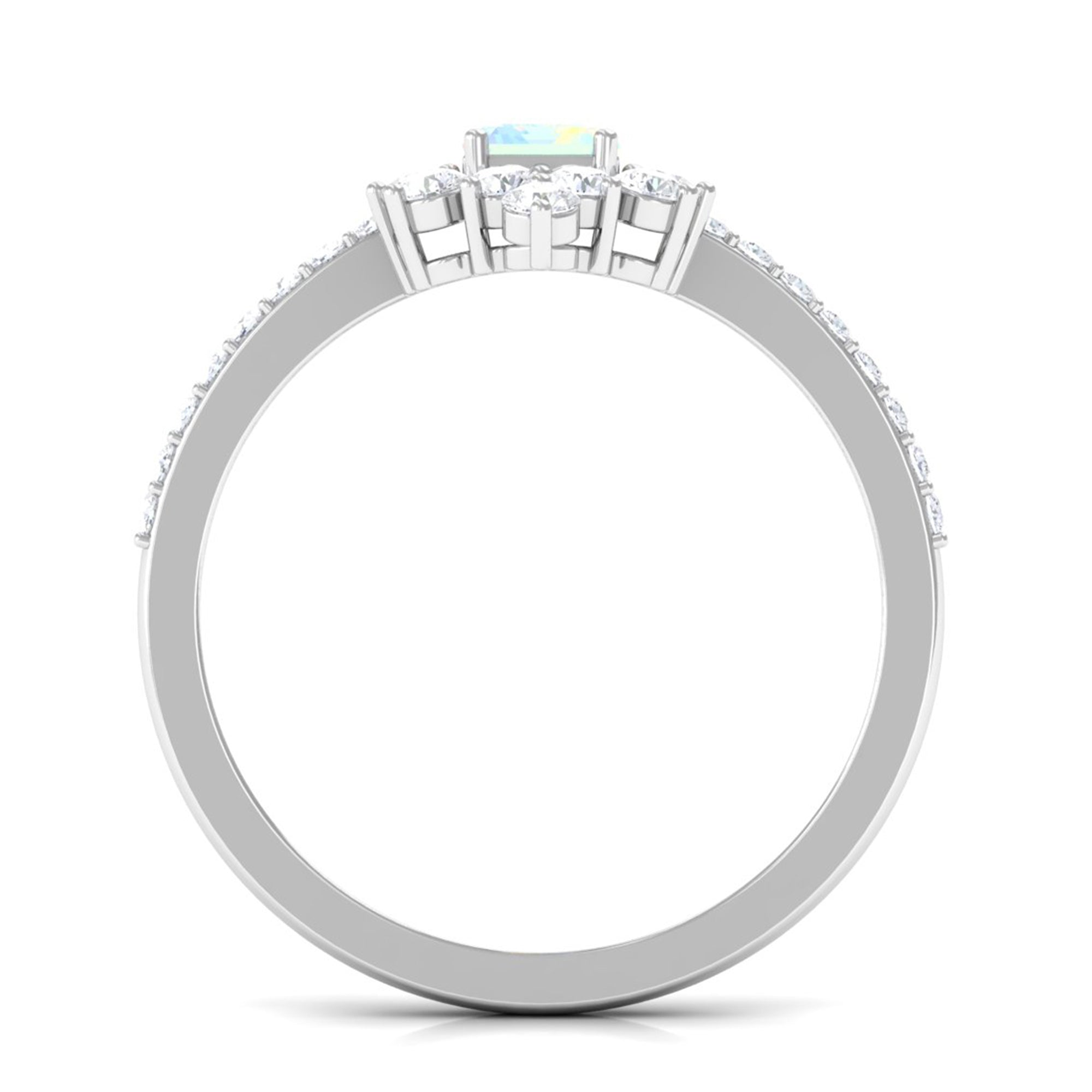 Rosec Jewels-Vintage Inspired Ethiopian Opal Halo Engagement Ring with Diamond