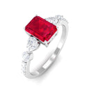 Rosec Jewels-1.75 CT Octagon Lab Created Ruby Classic Solitaire Engagement Ring with Moissanite