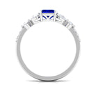 Rosec Jewels-Created Blue Sapphire Classic Solitaire Engagement Ring with Diamond