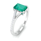 Rosec Jewels-Octagon shape Emerald Solitaire Ring with Diamond Split Shank