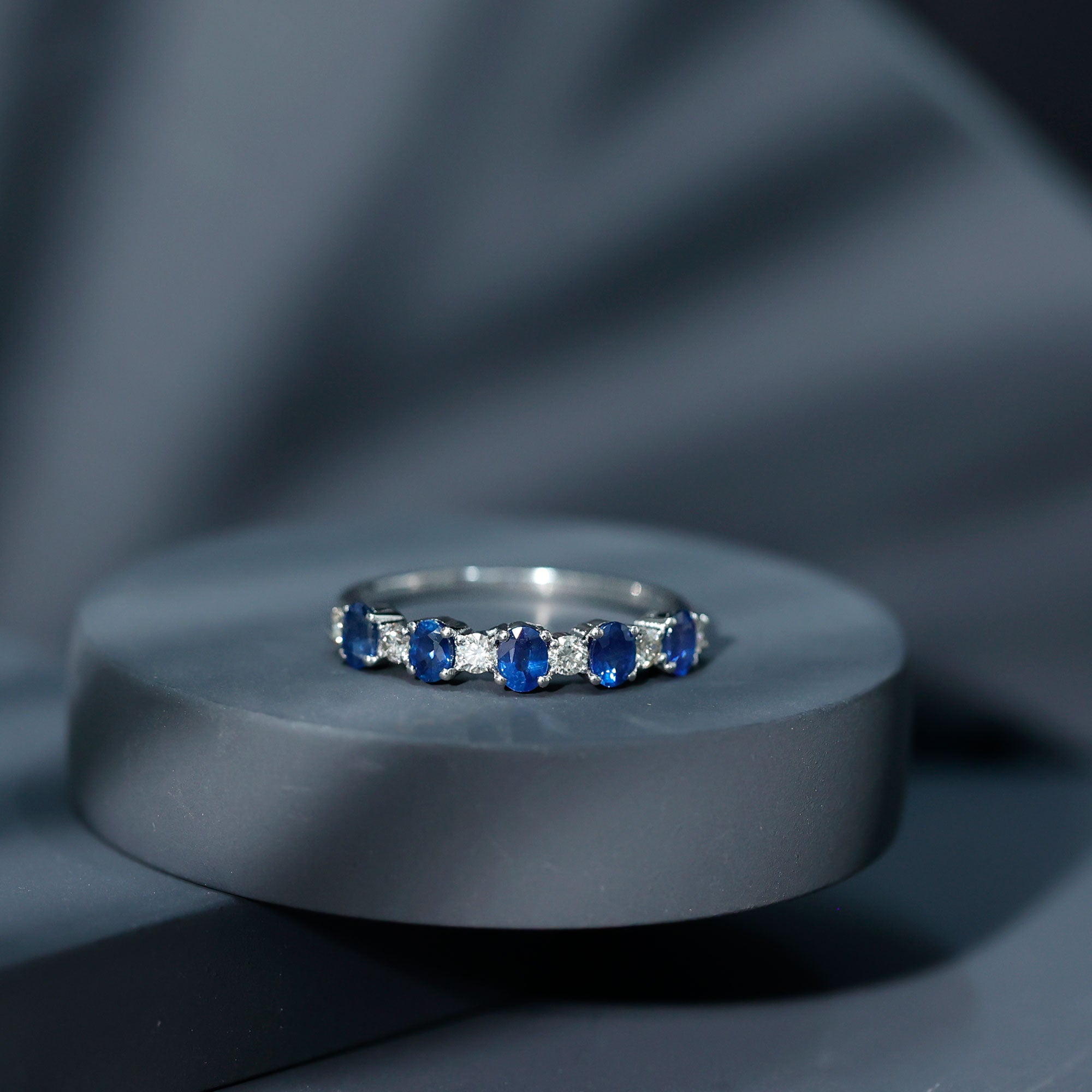 Genuine discount Blue Sapphire and diamond ring