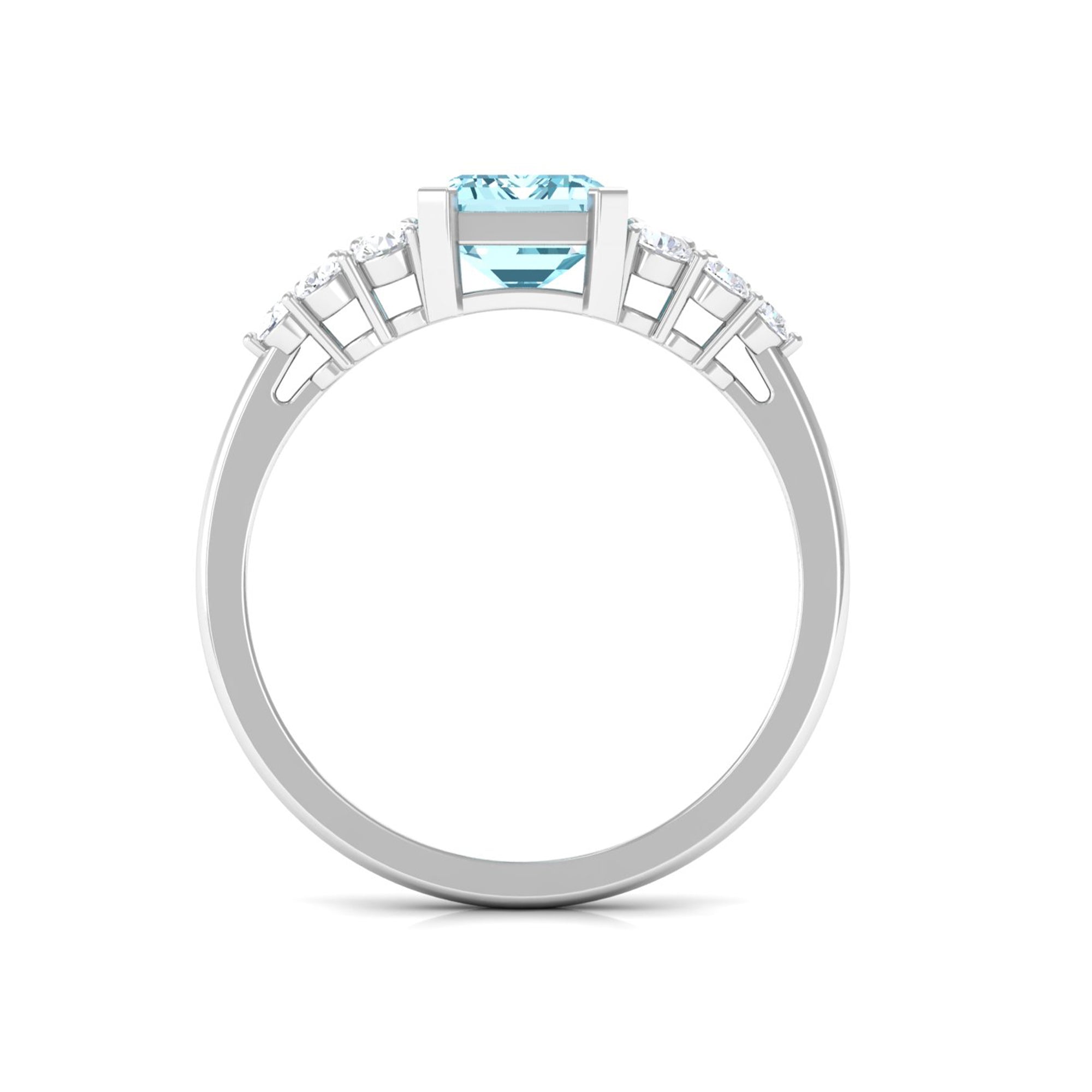 Rosec Jewels-Designer Aquamarine Solitaire Engagement Ring with Diamond