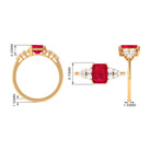 Rosec Jewels-Emerald Cut Created Ruby and Diamond Designer Engagement Ring