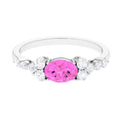 Rosec Jewels-Solitaire Oval Pink Sapphire East West Ring with Diamond