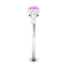 Rosec Jewels-Solitaire Oval Pink Sapphire East West Ring with Diamond