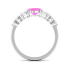 Rosec Jewels-Solitaire Oval Pink Sapphire East West Ring with Diamond