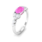 Rosec Jewels-Solitaire Oval Pink Sapphire East West Ring with Diamond