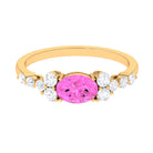 Rosec Jewels-Solitaire Oval Pink Sapphire East West Ring with Diamond