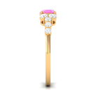 Rosec Jewels-Solitaire Oval Pink Sapphire East West Ring with Diamond