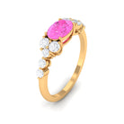 Rosec Jewels-Solitaire Oval Pink Sapphire East West Ring with Diamond