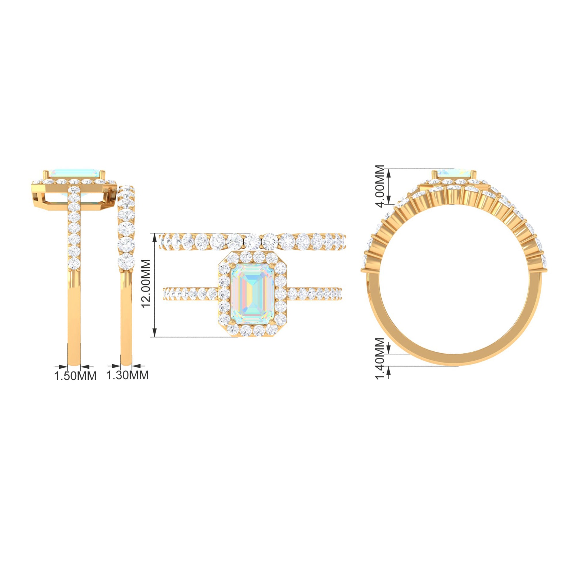 Rosec Jewels-Certified Ethiopian Opal and Moissanite Stackable Ring Set