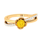 Rosec Jewels-Yellow Sapphire and Diamond Flower Promise Ring