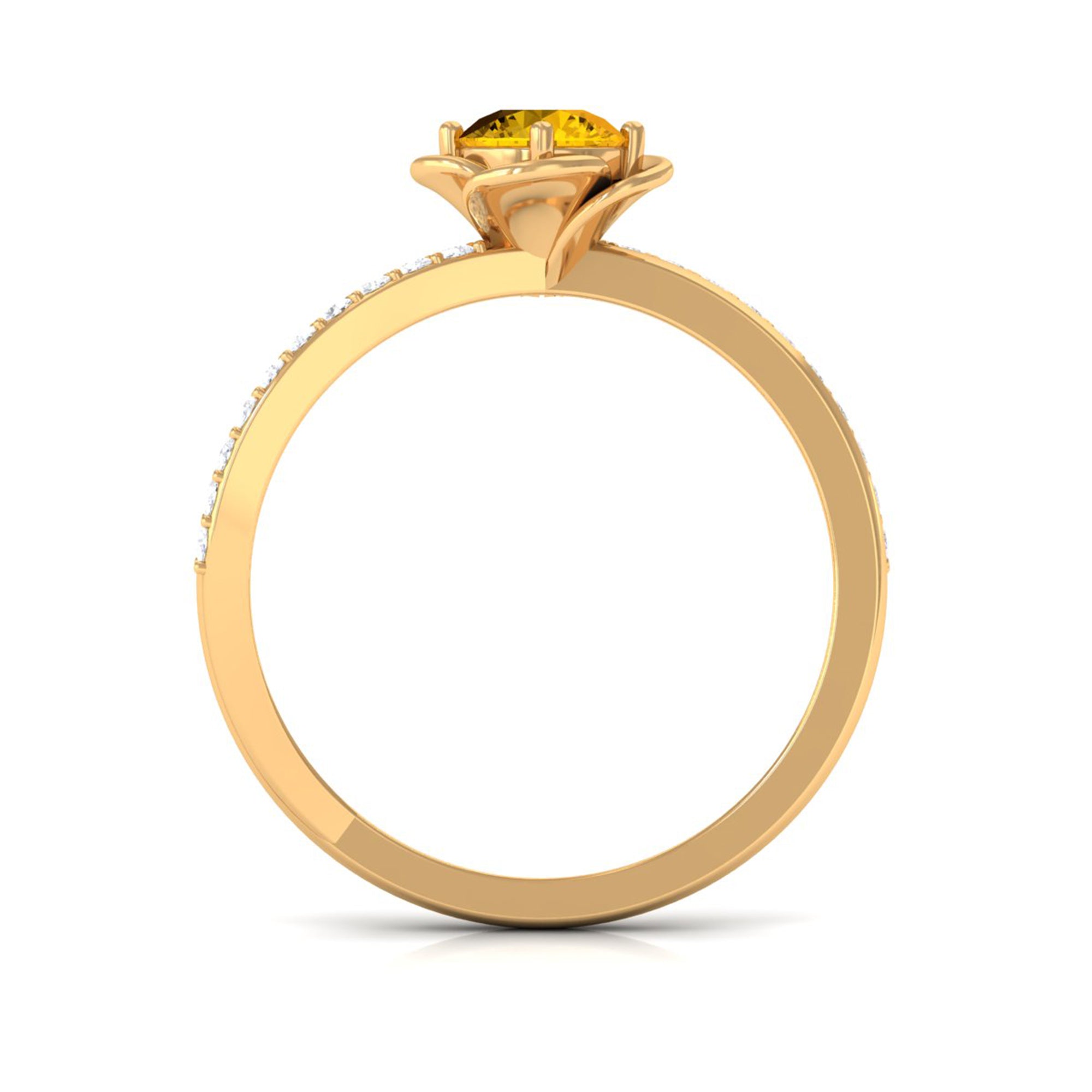 Rosec Jewels-Yellow Sapphire and Diamond Flower Promise Ring