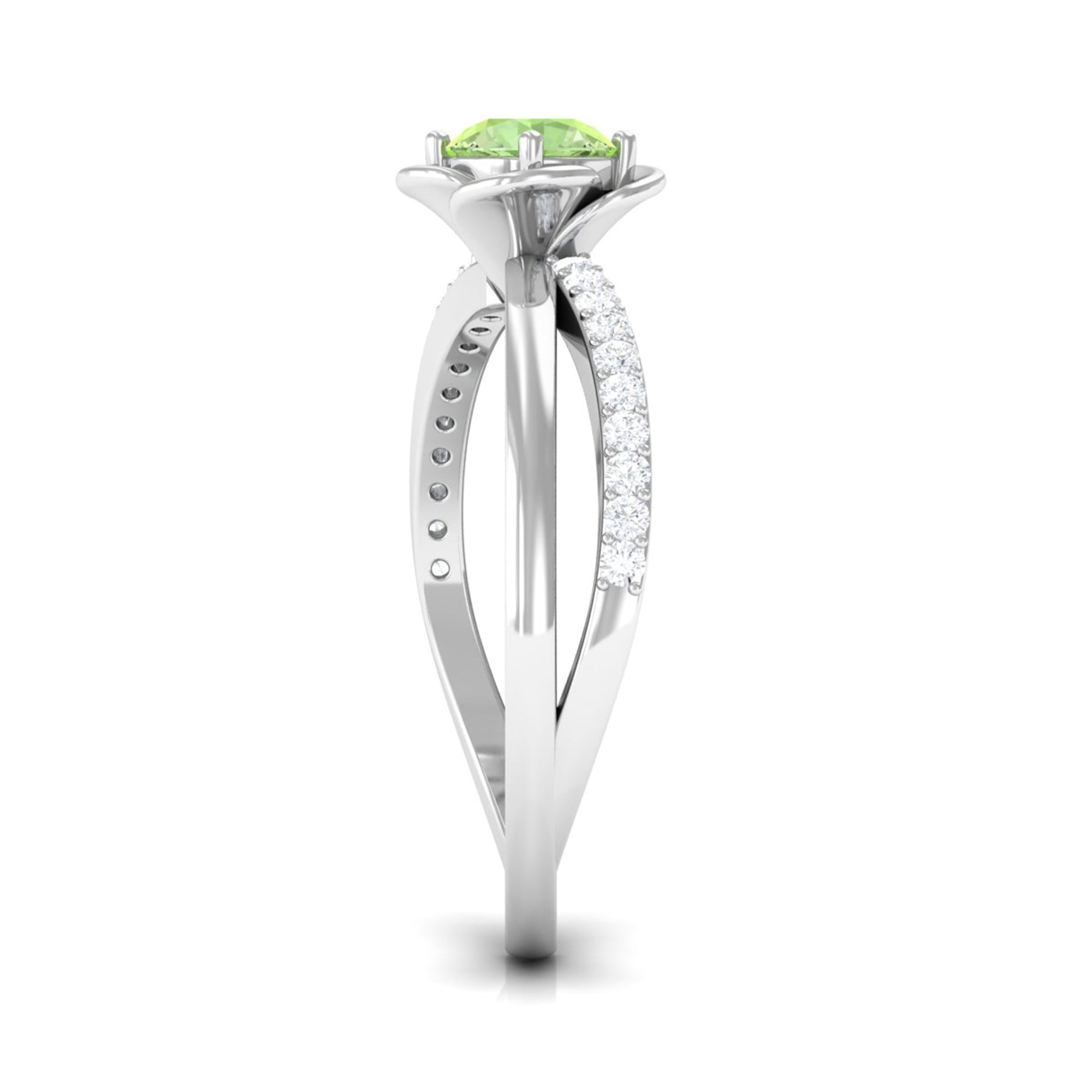 Rosec Jewels-Green Sapphire and Diamond Flower Promise Ring