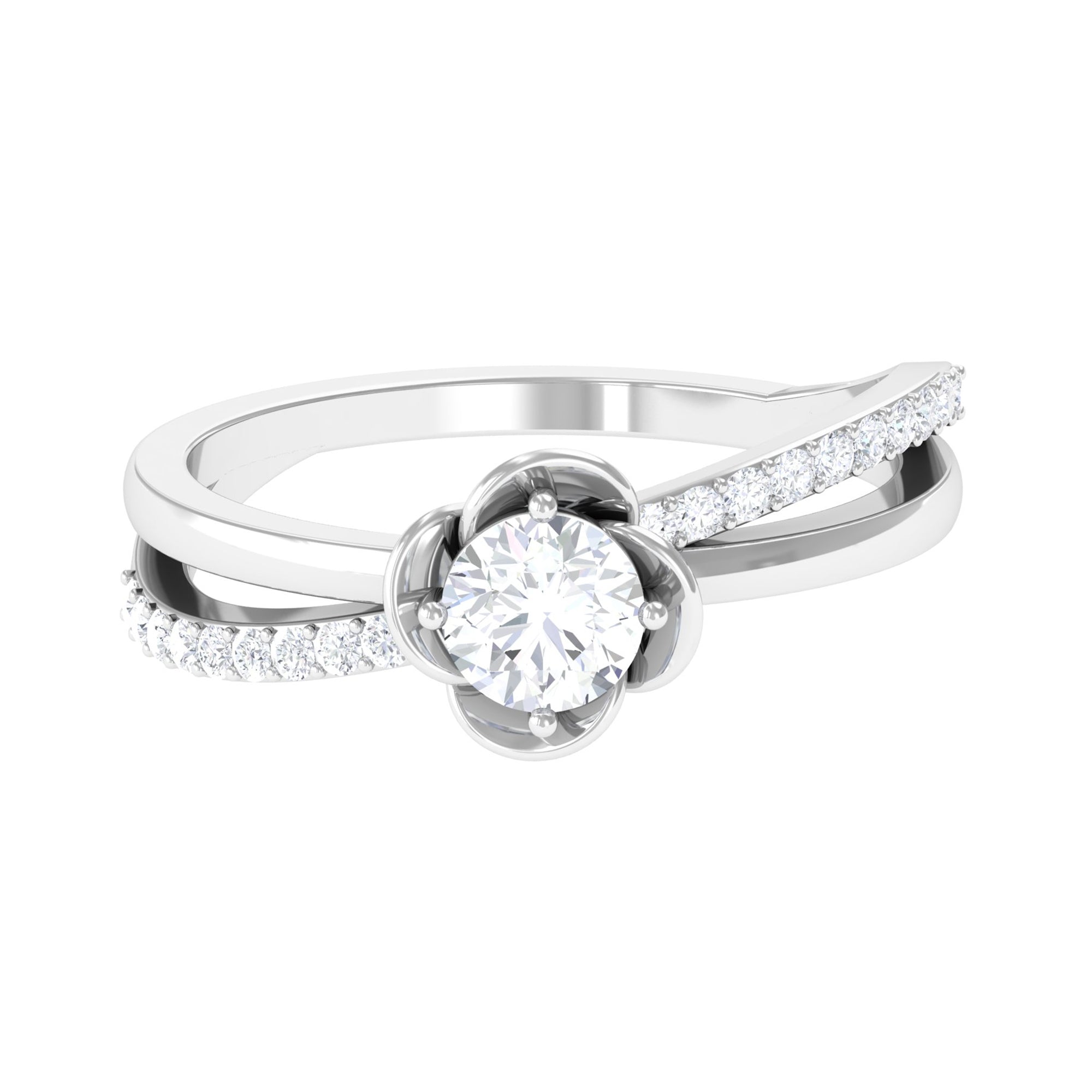 Rosec Jewels-Certified Moissanite Flower Promise Ring