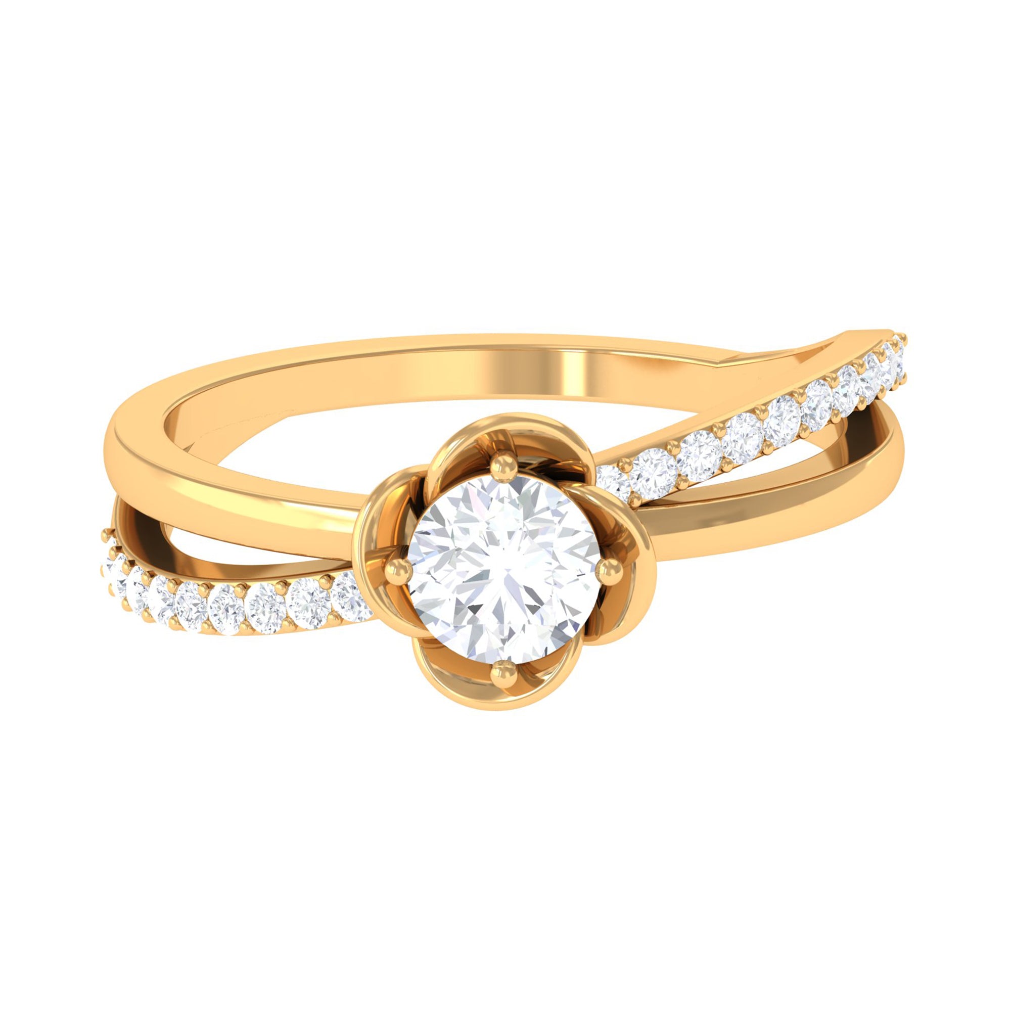 Rosec Jewels-Certified Moissanite Flower Promise Ring